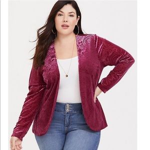 Torrid Red Velvet Burnout Blazer NWT